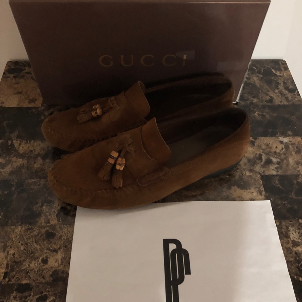 Gucci Moca Pelle S Gomma Suede Cudu Moccasin Loafers - Picture 2 of 10